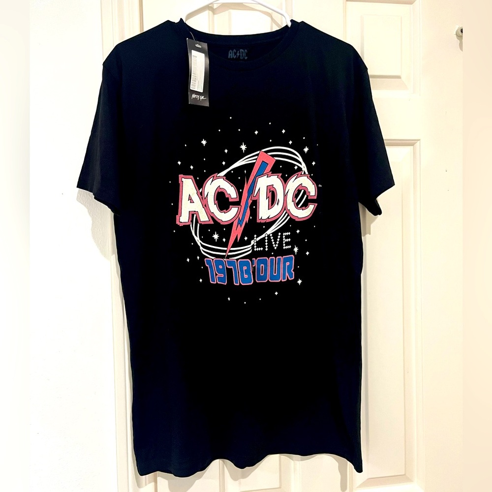 Nasty Gal NWT AC/DC Live 1979 Tour Black Short Sleeve T-Shirt